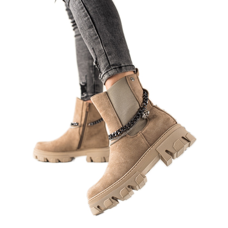 Goodin Bottes chaudes avec chaînes beige Goodin Bottes chaudes avec chaînes beige
