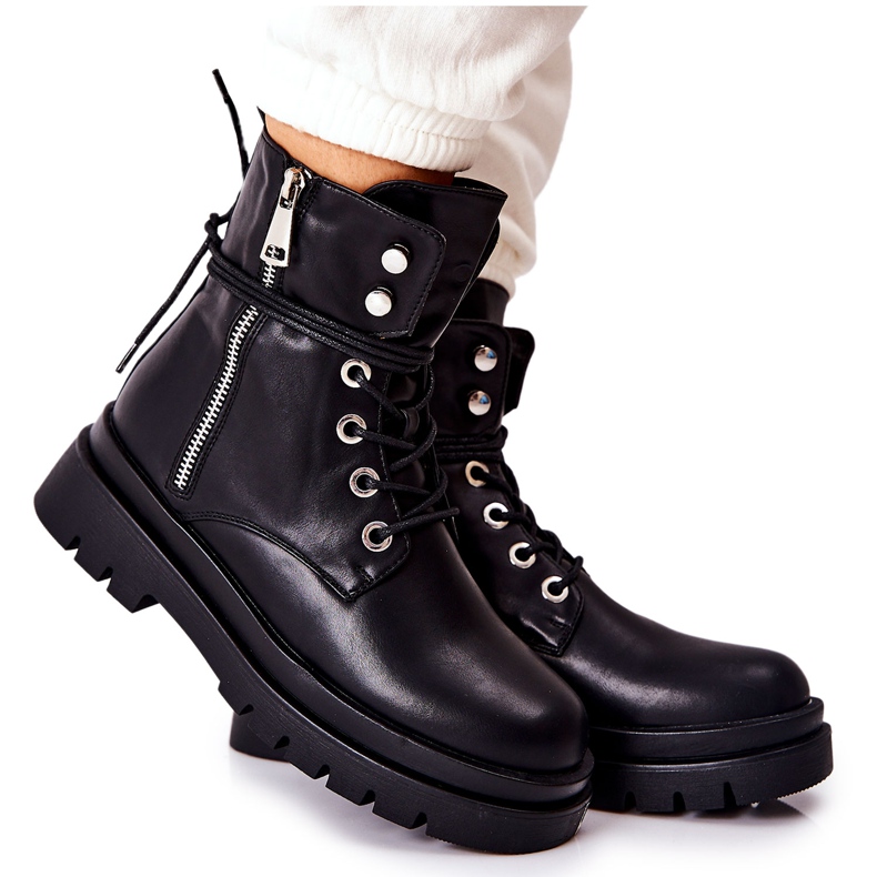 PG1 Bottes Sur Fermeture Éclair Avec Reliure Noir Elissmo le noir