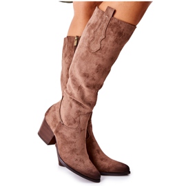 Vinceza Bottines Femme Talon Haut Daim Beige Sillogue
