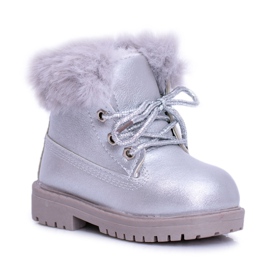 Silver Warm Bottes pour enfants Trappers Fobos argent