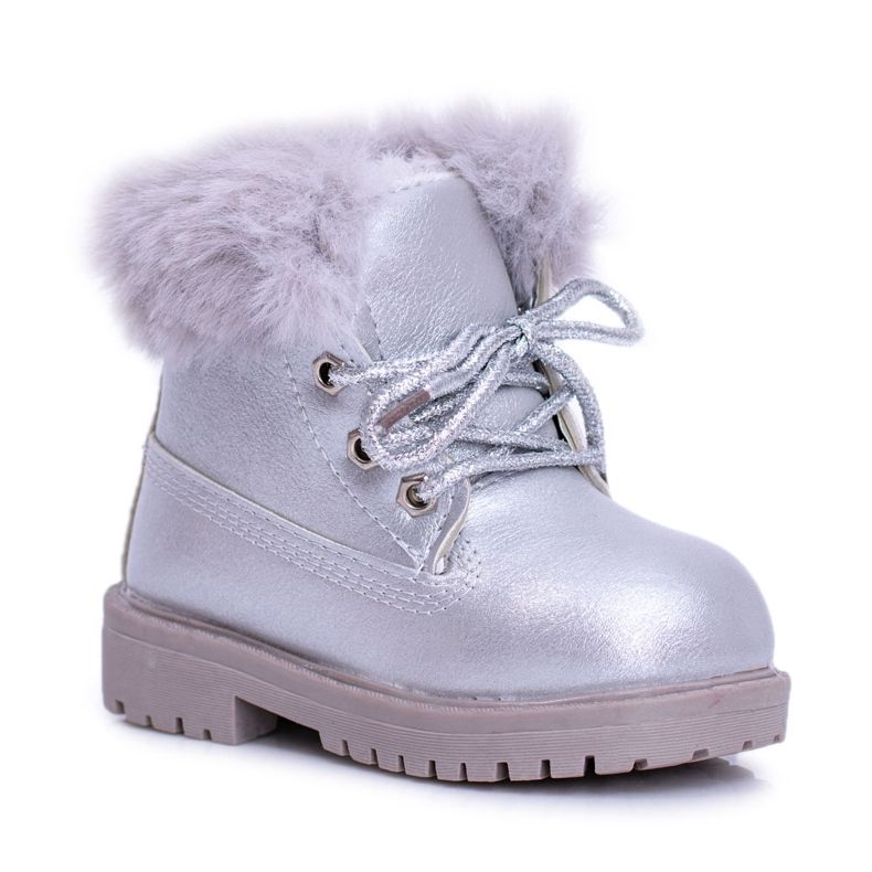 Silver Warm Bottes pour enfants Trappers Fobos argent