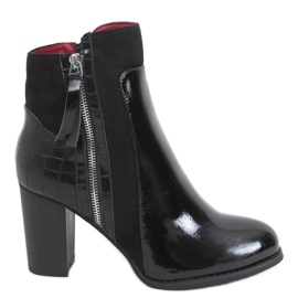 Bottines à talons laquées Flame Black Mirror le noir