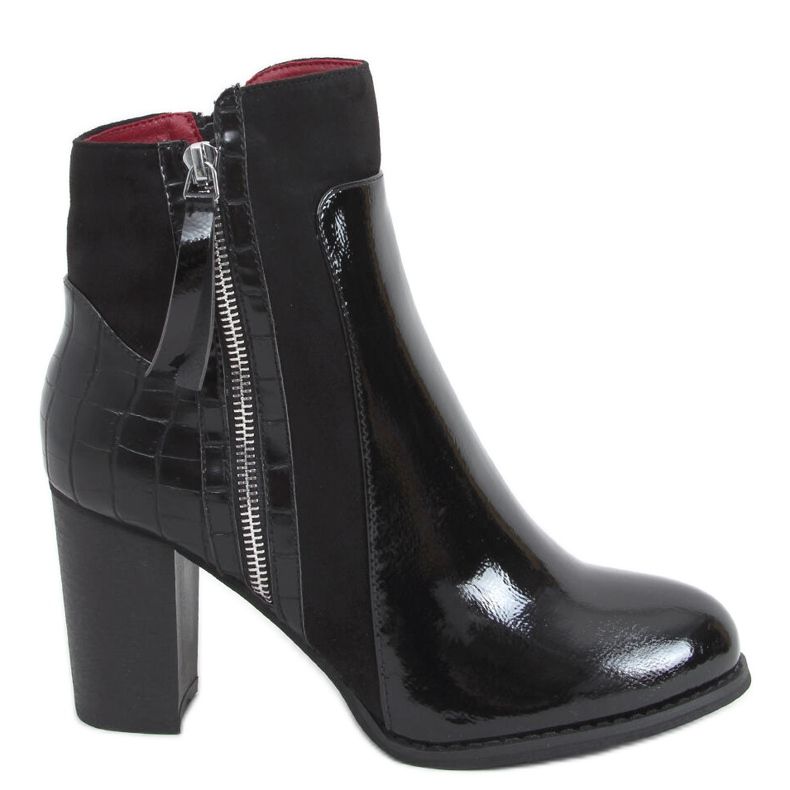Bottines à talons laquées Flame Black Mirror le noir