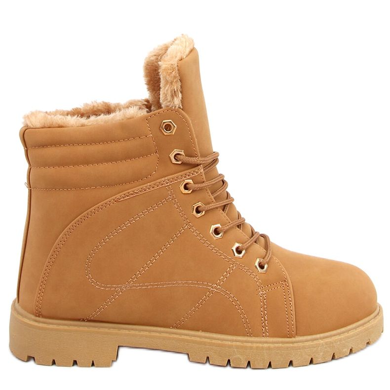 Bottines bois isolées femme Polle Camel brun