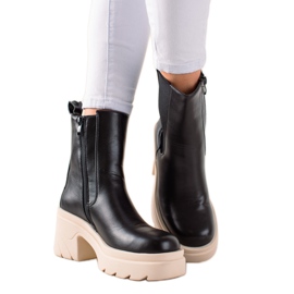 TRENDI Bottes sur plate-forme beige noir