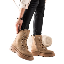 TRENDI Trappeurs en daim marron beige brun