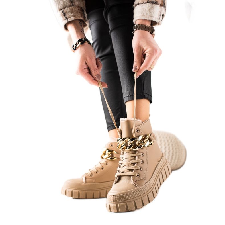 TRENDI Bottes chaudes Baskets beige TRENDI Bottes chaudes Baskets beige