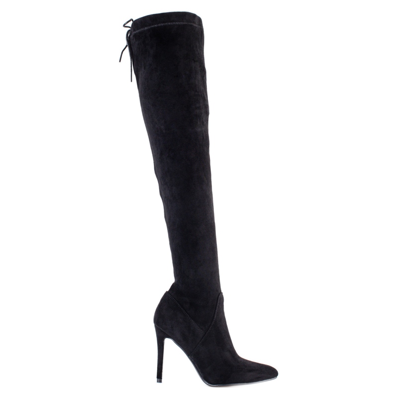 PA1 Bottes en daim sur un talon haut le noir