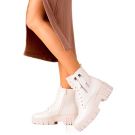 Goodin Trappeurs à la mode avec fermetures à glissière décoratives beige