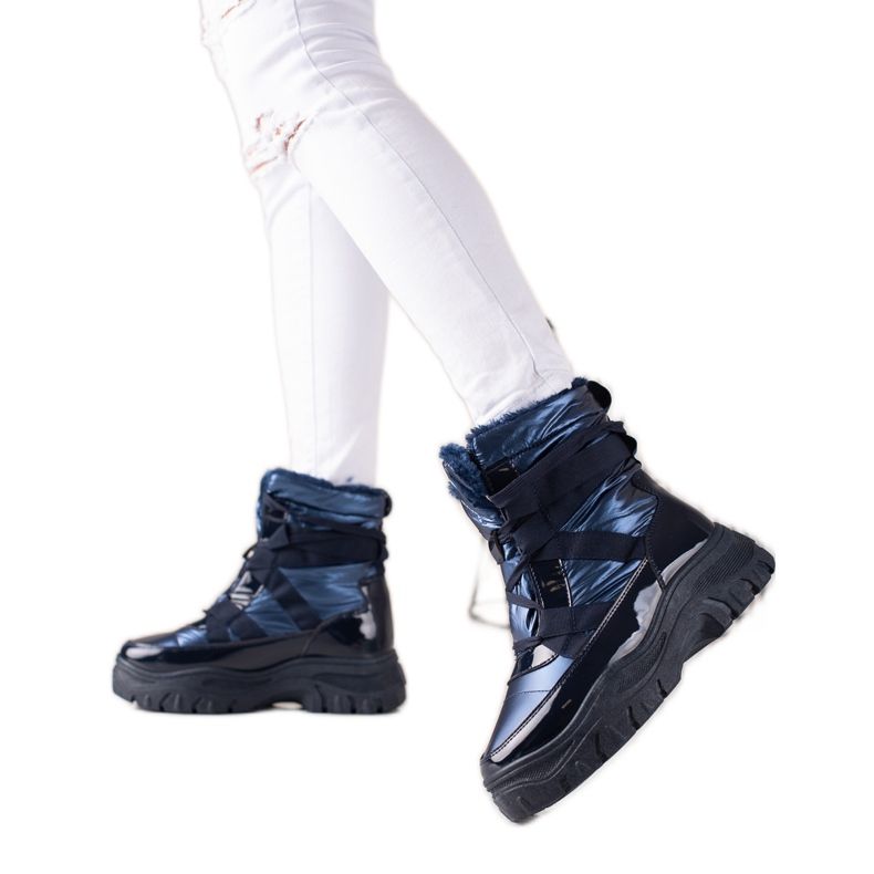 TRENDI Bottes de neige bleu marine chatoyantes