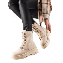 TRENDI Trappeurs en daim beige