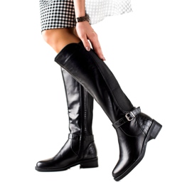 Lovit Bottes en cuir écologique noir