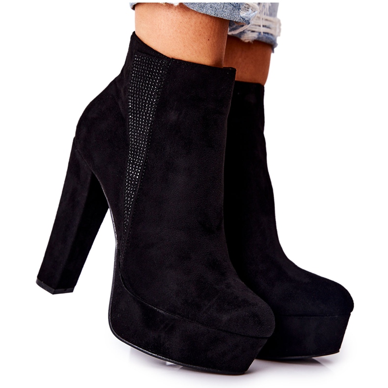 PS1 Bottines Talons Hauts Daim Noir Sarsea le noir