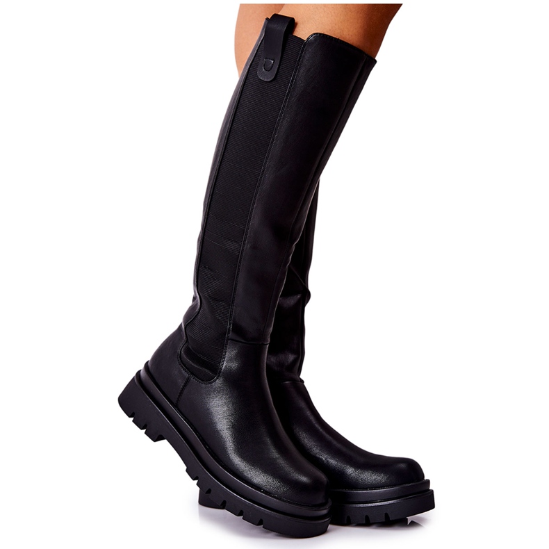 Bottes Isolées En Cuir Noir le noir