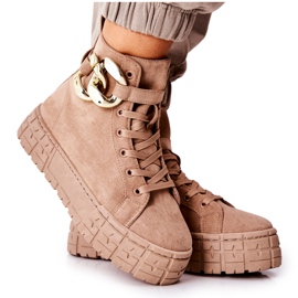 Baskets hautes sur une plate-forme Evenia beige foncé kaki