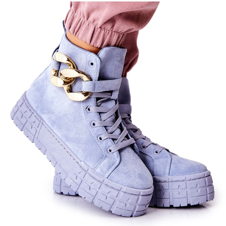 Baskets montantes sur la plateforme bleue Evenia