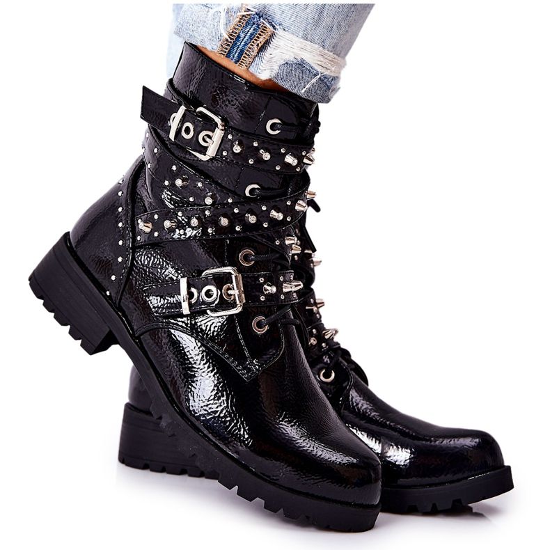 Bottines En Cuir À Lanières Kepherine Noir le noir