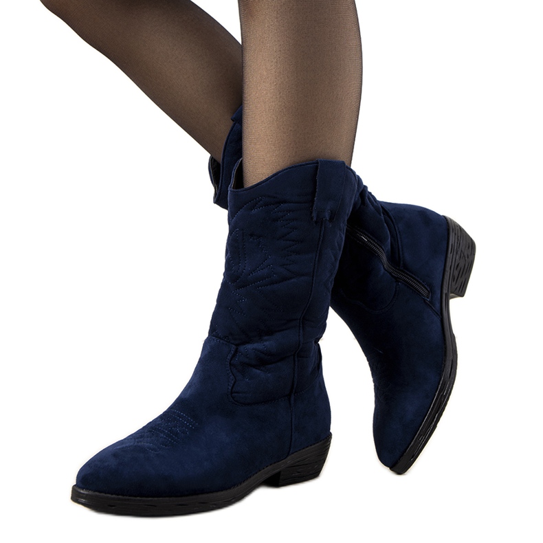 Bottes de cowboy isolées Roxanne bleu foncé bleu marin