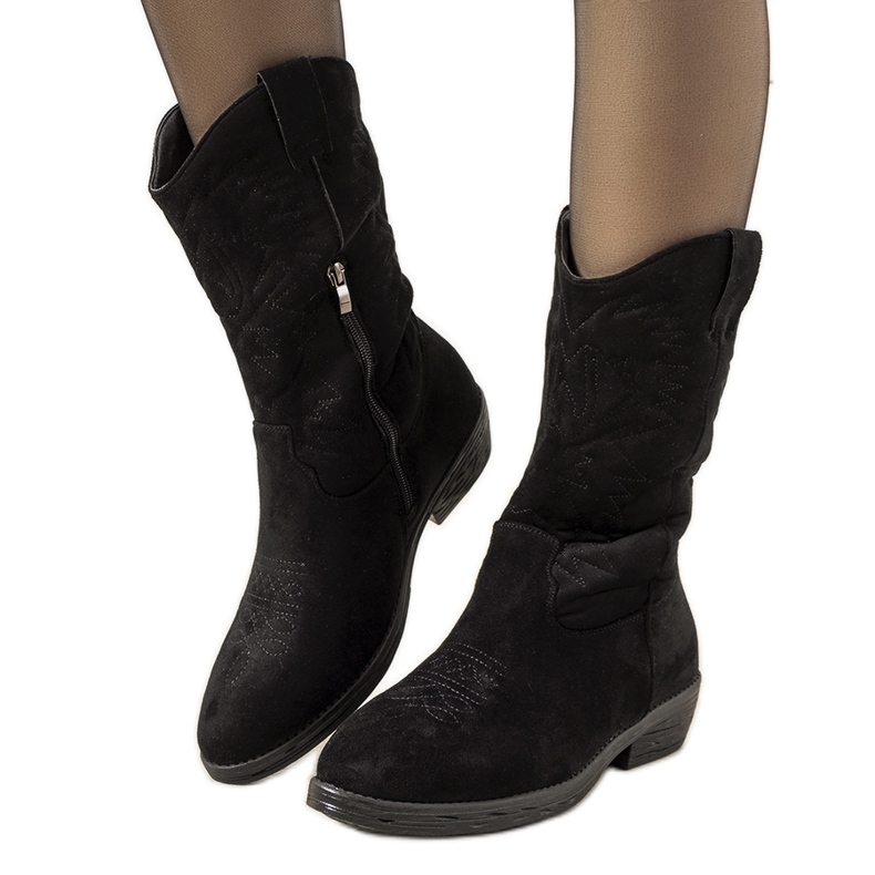 Bottes de cowboy noires de Roxanne le noir Bottes de cowboy noires de Roxanne le noir