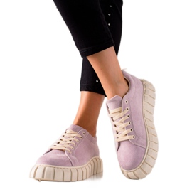 TRENDI Baskets en daim sur la plate-forme violet