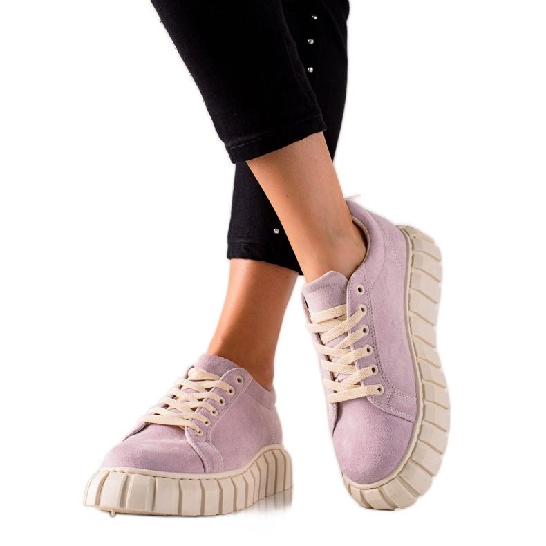TRENDI Baskets en daim sur la plate-forme violet