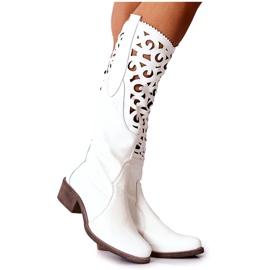 PA2 Bottes ajourées en cuir en blanc Decorous blanche