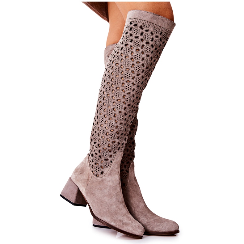 PA2 Bottines en daim à motif ajouré, Hekilea marron clair brun
