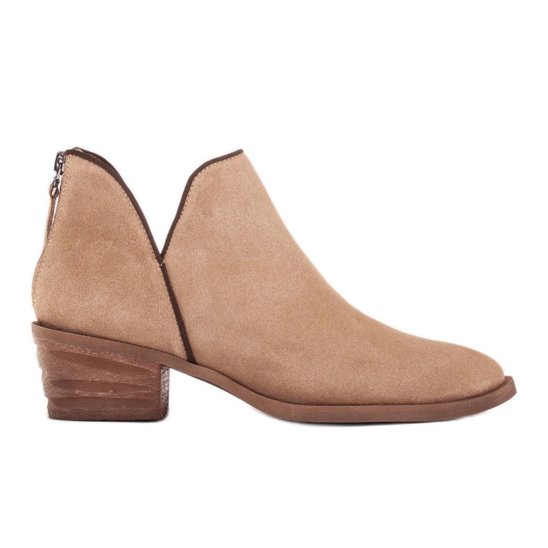 Marco Shoes Bottes en cuir naturel avec une coupe en V beige Marco Shoes Bottes en cuir naturel avec une coupe en V beige