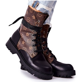 FJ1 Bottes en cuir marron et noir Lonevis brun