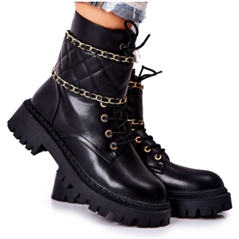 Bottes de Travail Noires à Chaîne Noir Caleanor le noir