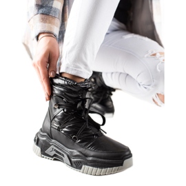 TRENDI Bottes de neige noires à lacets