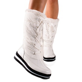 TRENDI Bottes de neige hautes avec fourrure blanc