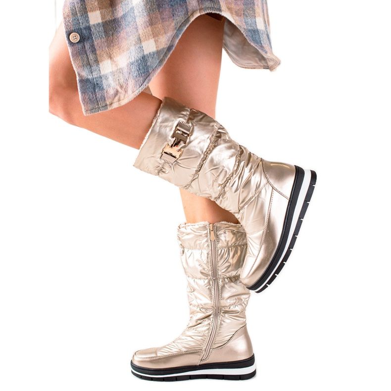 TRENDI Bottes de neige hautes dorées d'or