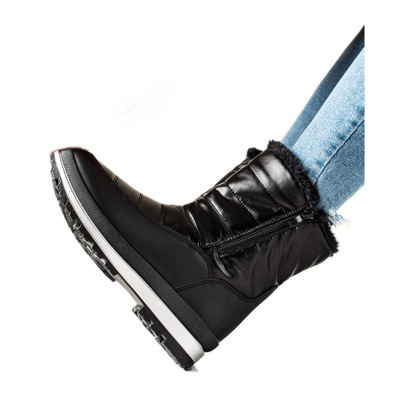 TRENDI Bottes de neige classiques sur la fermeture éclair le noir