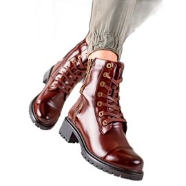 Super Mode Bottes marron avec fermeture éclair décorative brun