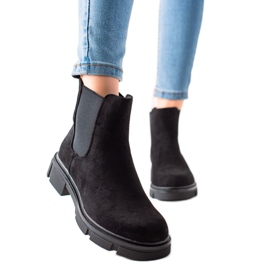 Ideal Shoes Bottines Chelsea en daim noir