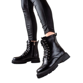 Groto Gogo Bottes de randonnée chaudes avec cuir écologique noir