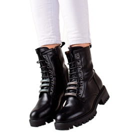 Evento Bottines à lacets en cuir écologique noir