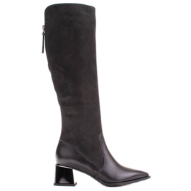 Marco Shoes Bottes classiques dans une combinaison de cuir et de nubuck le noir Marco Shoes Bottes classiques dans une combinaison de cuir et de nubuck le noir