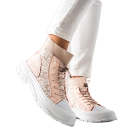 Goodin Baskets montantes à la mode blanc rose