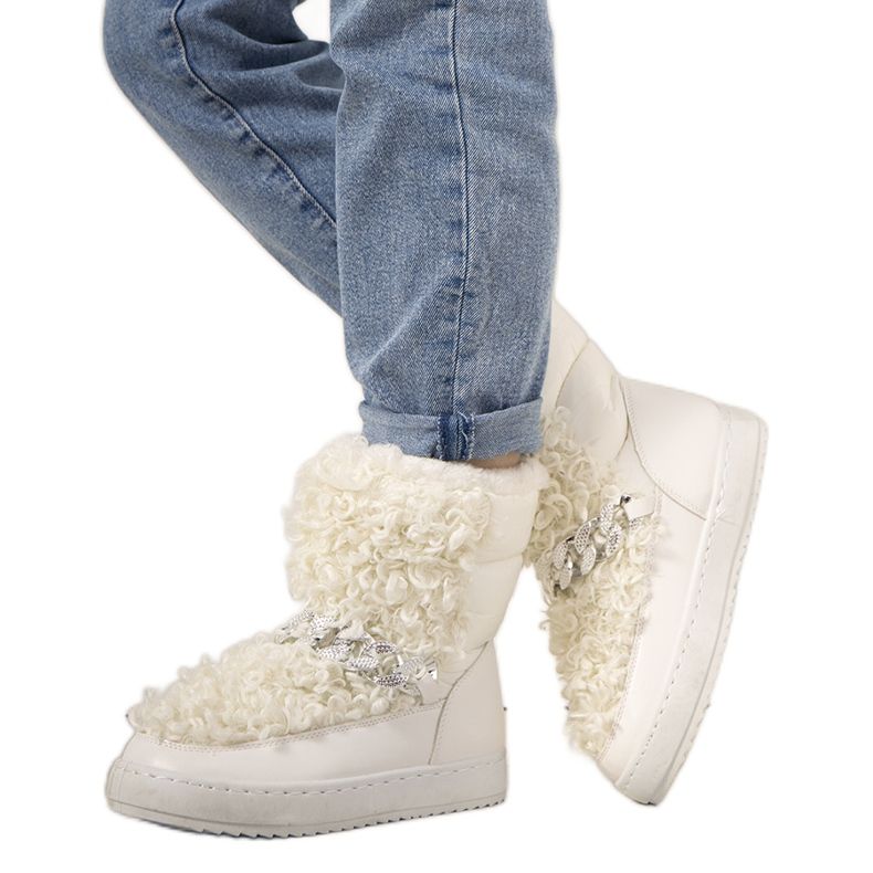 Bottes de neige blanches avec fourrure de Montmina Bottes de neige blanches avec fourrure de Montmina