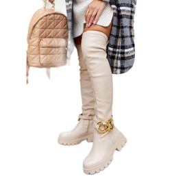 Bottes hautes avec un élément décoratif beige Masha Bottes hautes avec un élément décoratif beige Masha