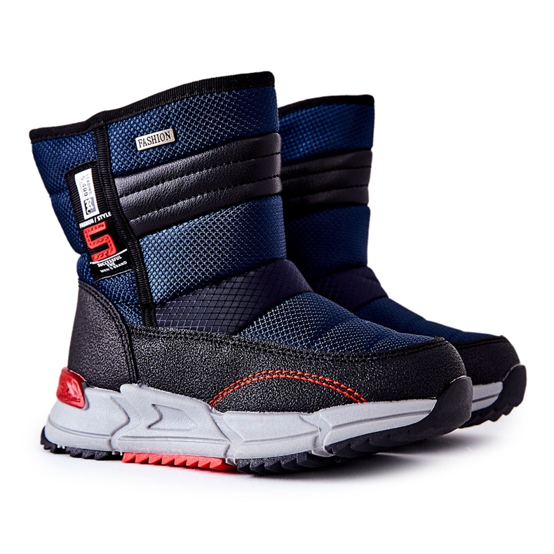 PJ2 Bottes de neige chaudes et hautes pour enfants Leoth bleu marine le noir
