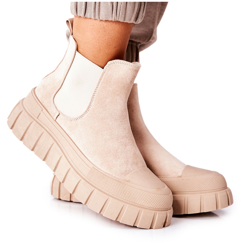 PH1 Bottines en daim sur une plate-forme Jennily beige