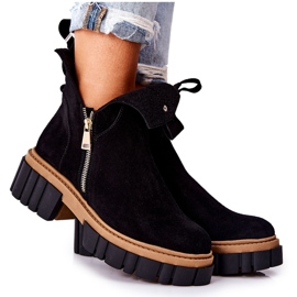 PA2 Bottes chaudes Cadence noires avec une coupe zippée le noir