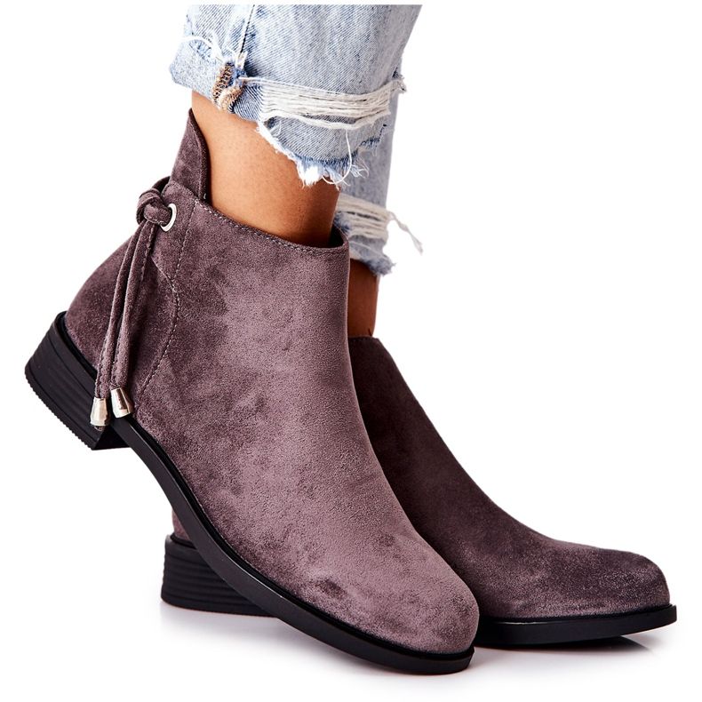 Boots Femme Daim Gris Numbero