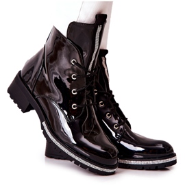 Bottes chaudes noires laquées Grecia le noir