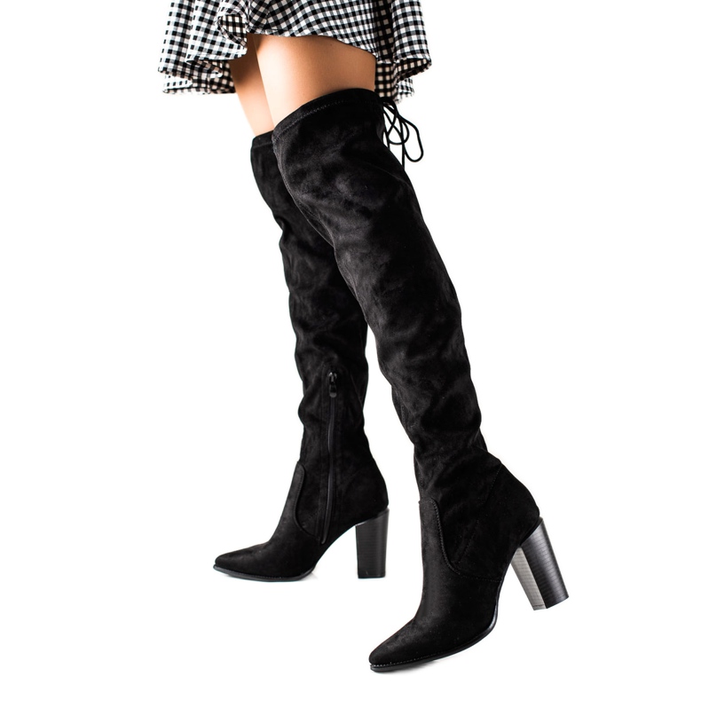 Lucky Shoes Cuissardes noires à talons hauts le noir Lucky Shoes Cuissardes noires à talons hauts le noir