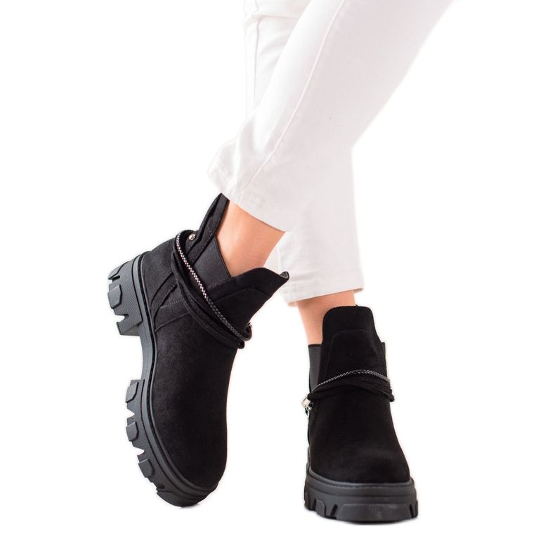 Goodin Bottines à enfiler à rayures décoratives le noir