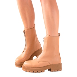 Seastar Bottines camel à la mode avec fermeture éclair brun